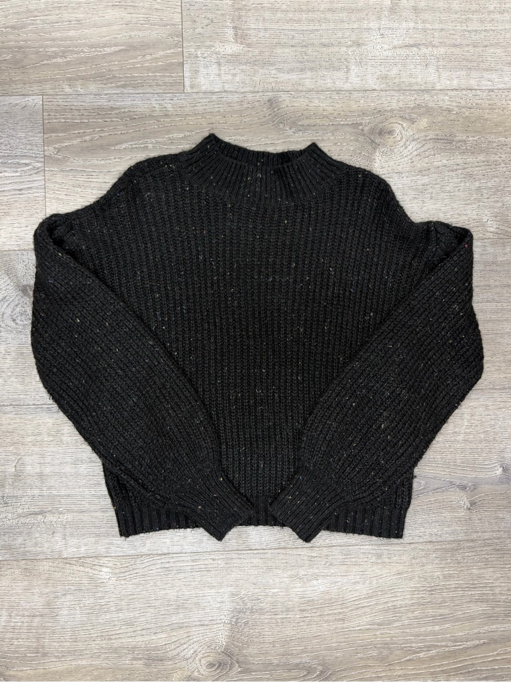 Gianni Bini Black Ribbed Mock Neck Sweater